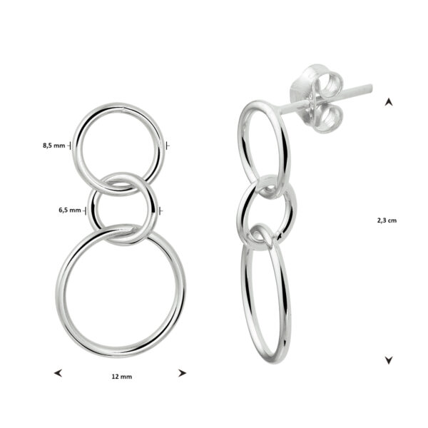 oorhangers rondjes zilver gerhodineerd - Afbeelding 3