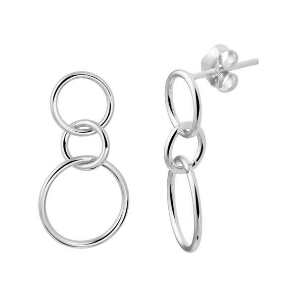 oorhangers rondjes zilver gerhodineerd