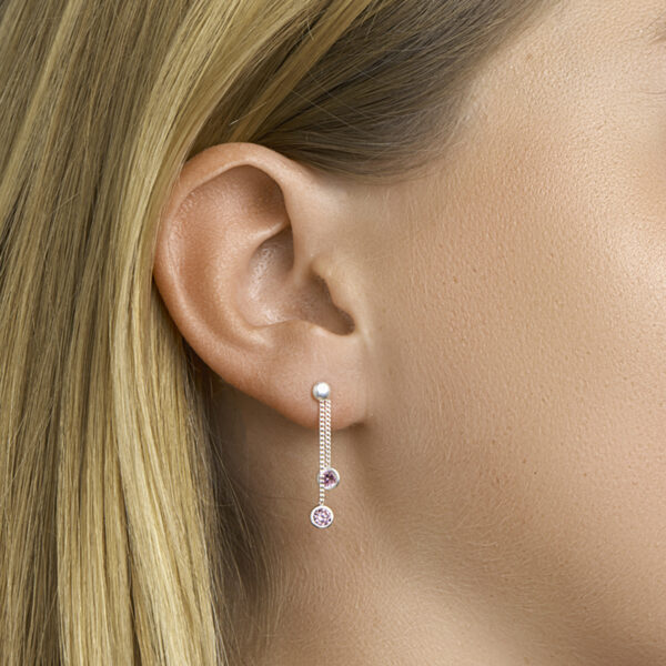 oorhangers roze zirkonia zilver wit - Afbeelding 2