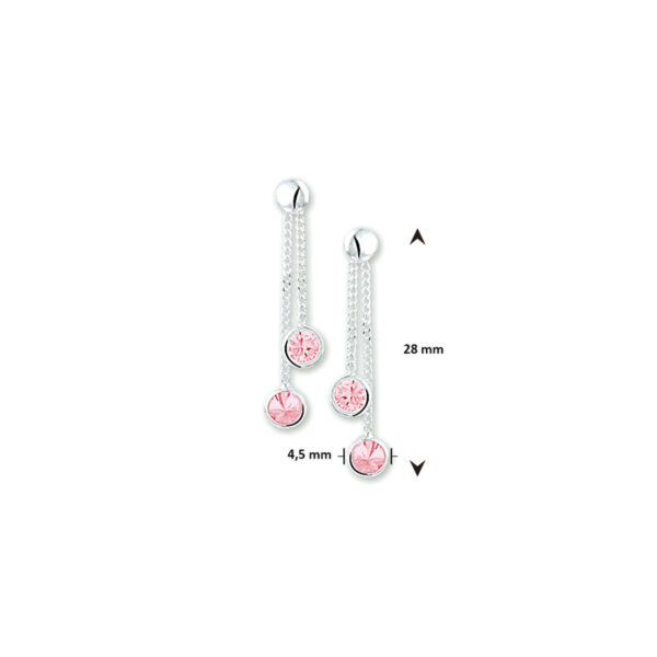 oorhangers roze zirkonia zilver wit - Afbeelding 4