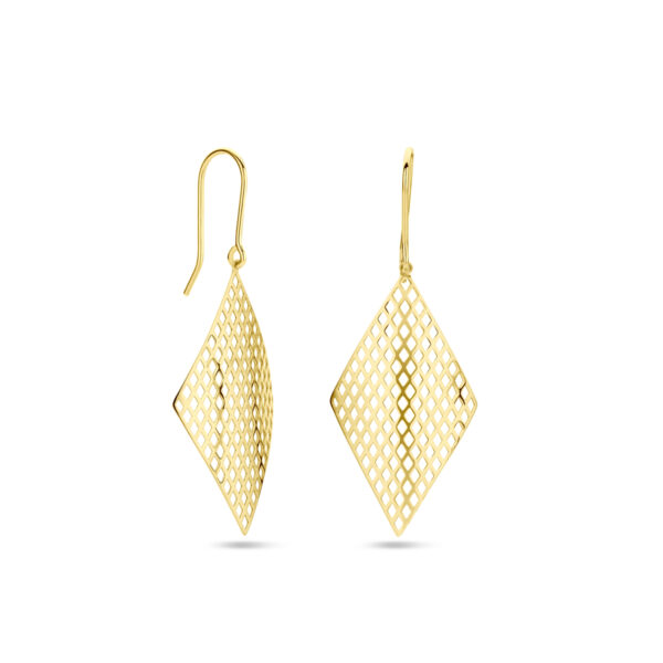 oorhangers ruit franse haak 14K geelgoud - Afbeelding 3