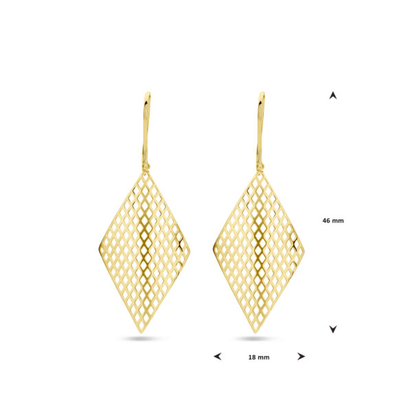 oorhangers ruit franse haak 14K geelgoud - Afbeelding 4