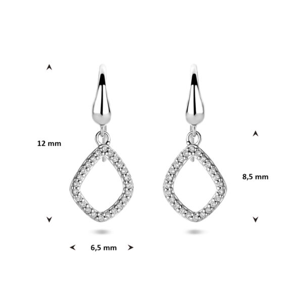 oorhangers ruit zirkonia franse haak 25 mm zilver gerhodineerd - Afbeelding 4