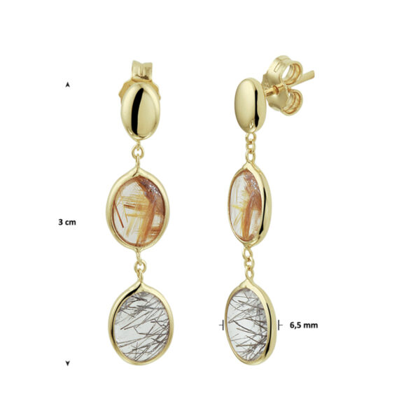 oorhangers rutiel kwarts 14K geelgoud - Afbeelding 4