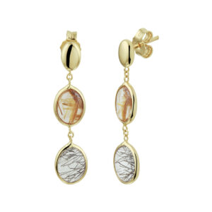 oorhangers rutiel kwarts 14K geelgoud
