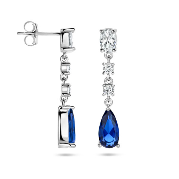 oorhangers saffierkleurig zirkonia zilver gerhodineerd - Afbeelding 3