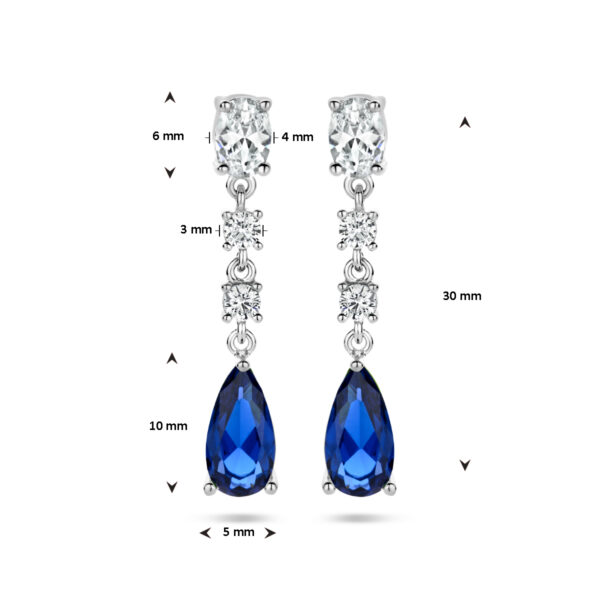 oorhangers saffierkleurig zirkonia zilver gerhodineerd - Afbeelding 4