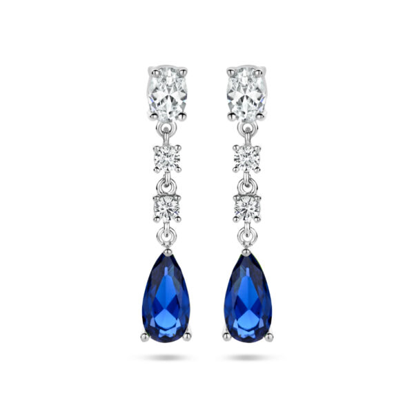 oorhangers saffierkleurig zirkonia zilver gerhodineerd