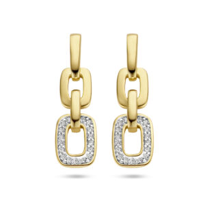 oorhangers schakel diamant 0.13ct (2x 0.065ct) h si 14K geelgoud
