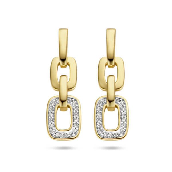 oorhangers schakel diamant 0.13ct (2x 0.065ct) h si 14K geelgoud