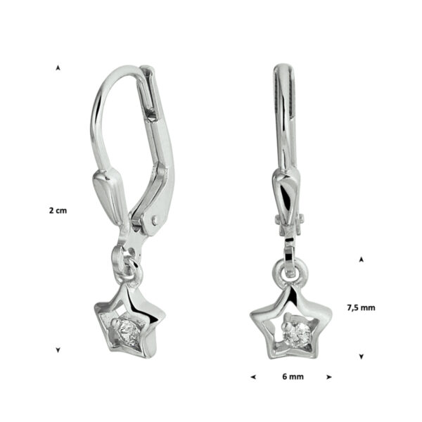 oorhangers ster zirkonia brisur haak zilver gerhodineerd - Afbeelding 3