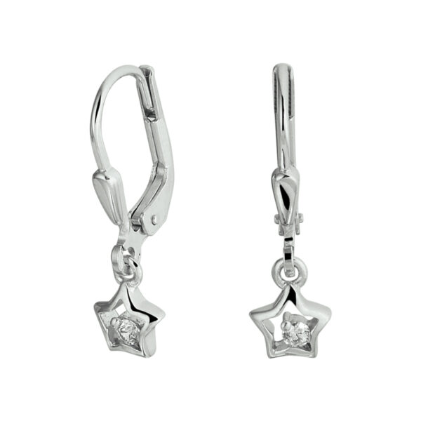 oorhangers ster zirkonia brisur haak zilver gerhodineerd
