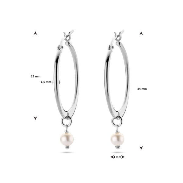 oorhangers synth. parel zilver gerhodineerd - Afbeelding 4