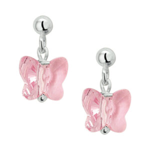 oorhangers vlinder strass zilver gerhodineerd