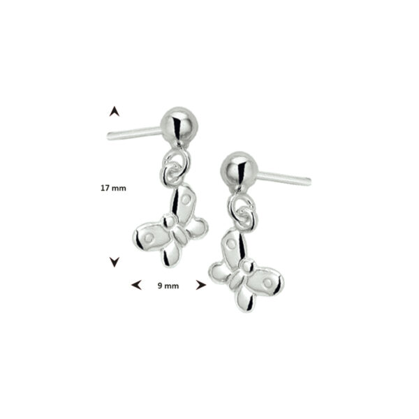 oorhangers vlinder zilver wit - Afbeelding 3