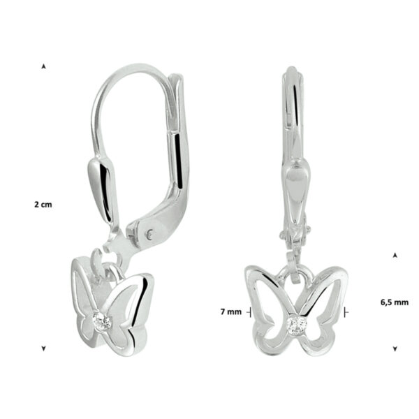 oorhangers vlinder zirkonia brisur haak zilver gerhodineerd - Afbeelding 2