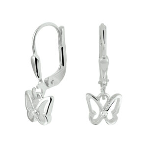oorhangers vlinder zirkonia brisur haak zilver gerhodineerd