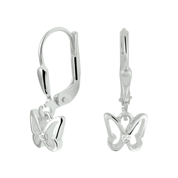 oorhangers vlinder zirkonia brisur haak zilver gerhodineerd