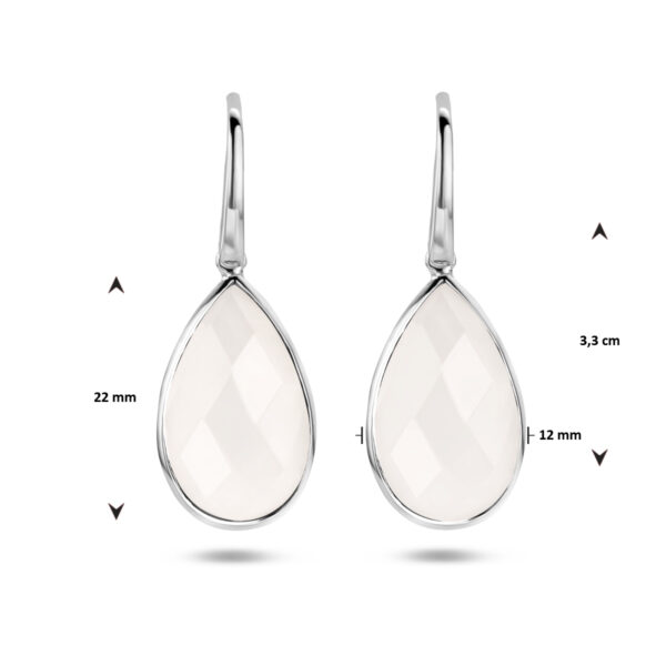 oorhangers wit agaat franse haak zilver gerhodineerd - Afbeelding 4