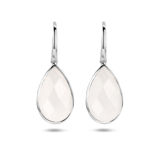 oorhangers wit agaat franse haak zilver gerhodineerd