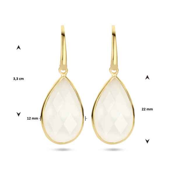 oorhangers wit agaat franse haak zilver verguld (geel) - Afbeelding 4