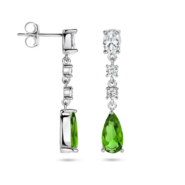 oorhangers wit en groen zirkonia zilver gerhodineerd - Afbeelding 3