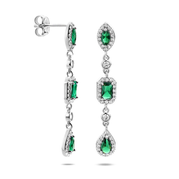 oorhangers wit en groen zirkonia zilver gerhodineerd - Afbeelding 3