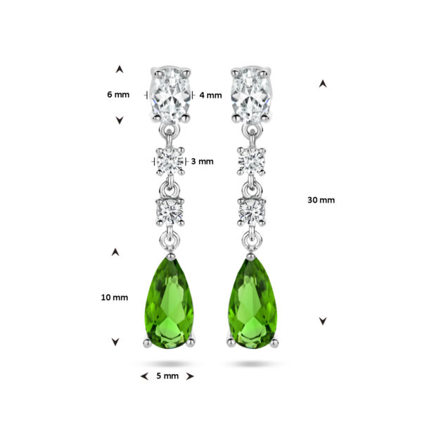 oorhangers wit en groen zirkonia zilver gerhodineerd - Afbeelding 4