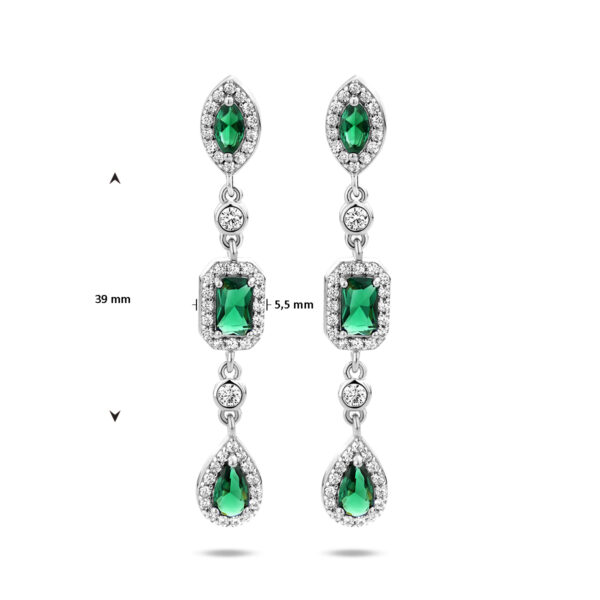oorhangers wit en groen zirkonia zilver gerhodineerd - Afbeelding 4