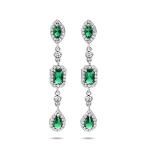 oorhangers wit en groen zirkonia zilver gerhodineerd