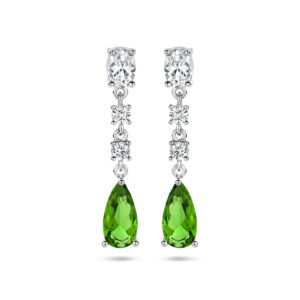 oorhangers wit en groen zirkonia zilver gerhodineerd