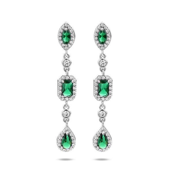 oorhangers wit en groen zirkonia zilver gerhodineerd