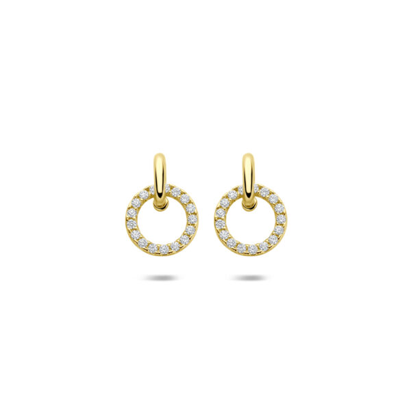oorhangers zirkonia 11 mm 14K geelgoud
