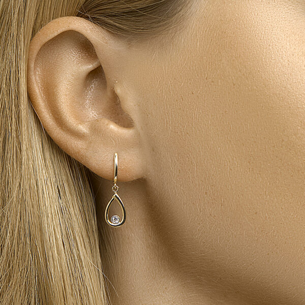oorhangers zirkonia 14K geelgoud - Afbeelding 2