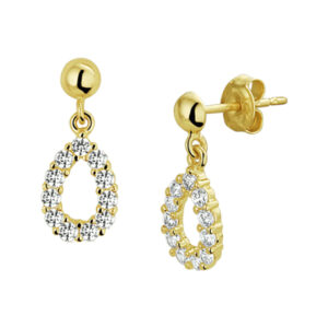 oorhangers zirkonia 14K geelgoud