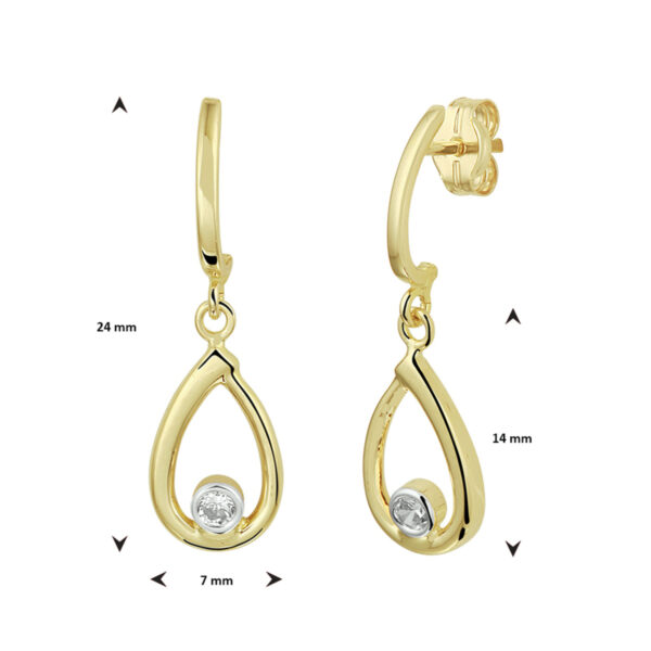 oorhangers zirkonia 14K geelgoud - Afbeelding 4