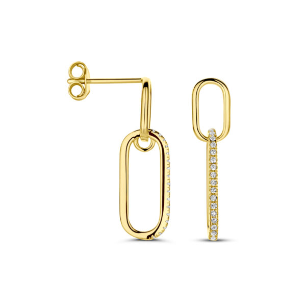 oorhangers zirkonia 24 mm 1 micron zilver verguld (geel) - Afbeelding 3