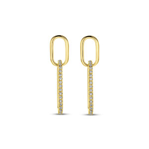 oorhangers zirkonia 24 mm 1 micron zilver verguld (geel)