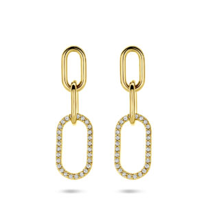 oorhangers zirkonia 30 mm 1 micron zilver verguld (geel)