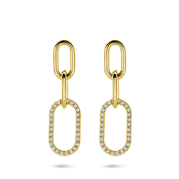 oorhangers zirkonia 30 mm 1 micron zilver verguld (geel)