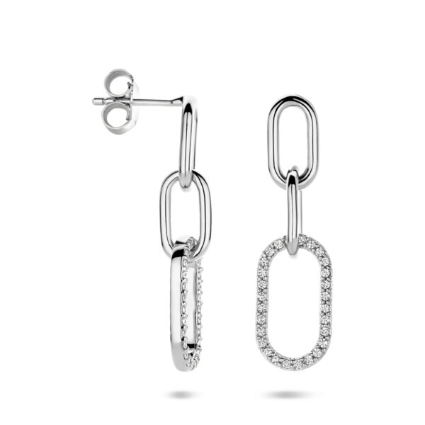 oorhangers zirkonia 30 mm zilver gerhodineerd - Afbeelding 3