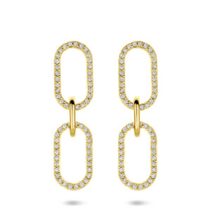 oorhangers zirkonia 33 mm 1 micron zilver verguld (geel)