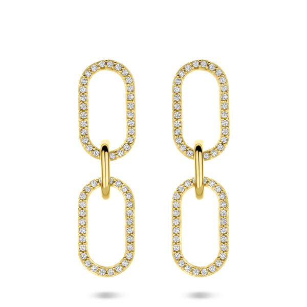 oorhangers zirkonia 33 mm 1 micron zilver verguld (geel)