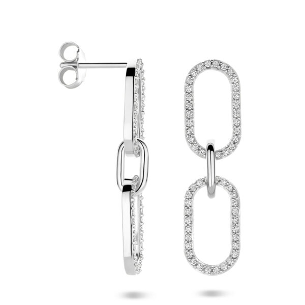 oorhangers zirkonia 33 mm zilver gerhodineerd - Afbeelding 3