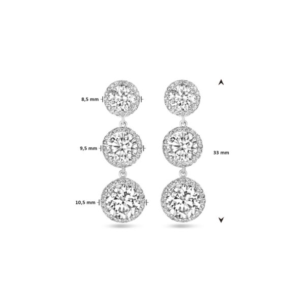 oorhangers zirkonia 33 mm zilver gerhodineerd - Afbeelding 4