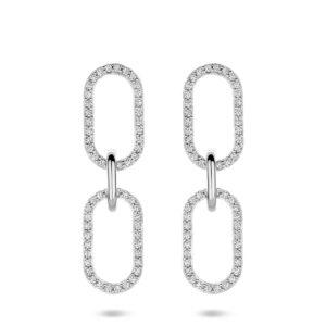 oorhangers zirkonia 33 mm zilver gerhodineerd