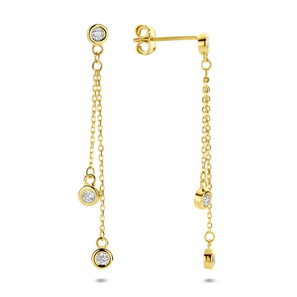 oorhangers zirkonia 35 mm 14K geelgoud - Afbeelding 3