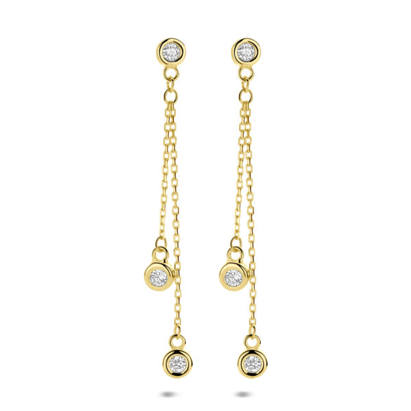 oorhangers zirkonia 35 mm 14K geelgoud