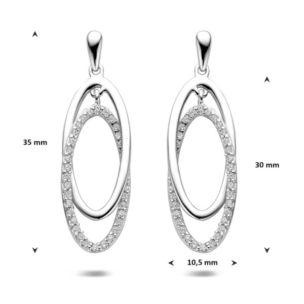 oorhangers zirkonia 35 mm zilver gerhodineerd - Afbeelding 4