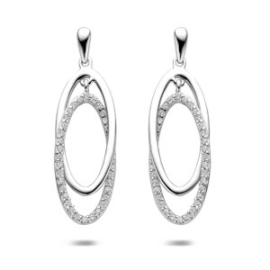 oorhangers zirkonia 35 mm zilver gerhodineerd